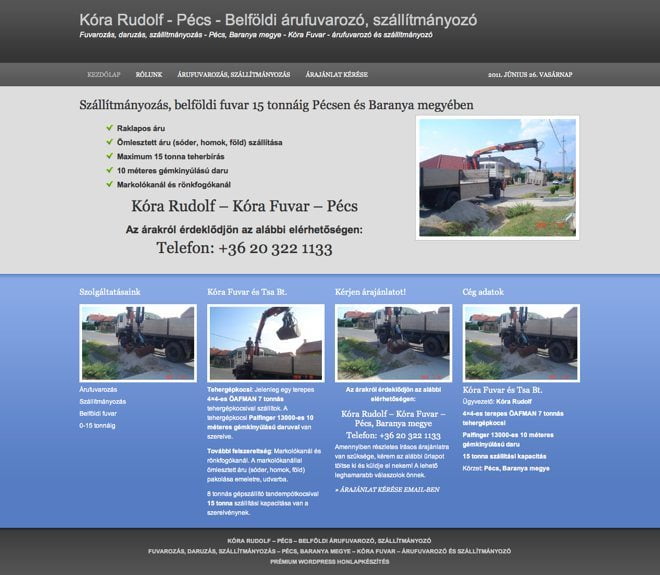 Kóra Fuvar ~ Prémium WordPress honlap