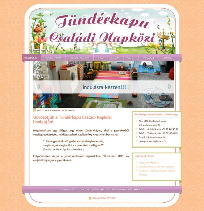 Tündérkapu Családi Napközi ~ Prémium WordPress honlap