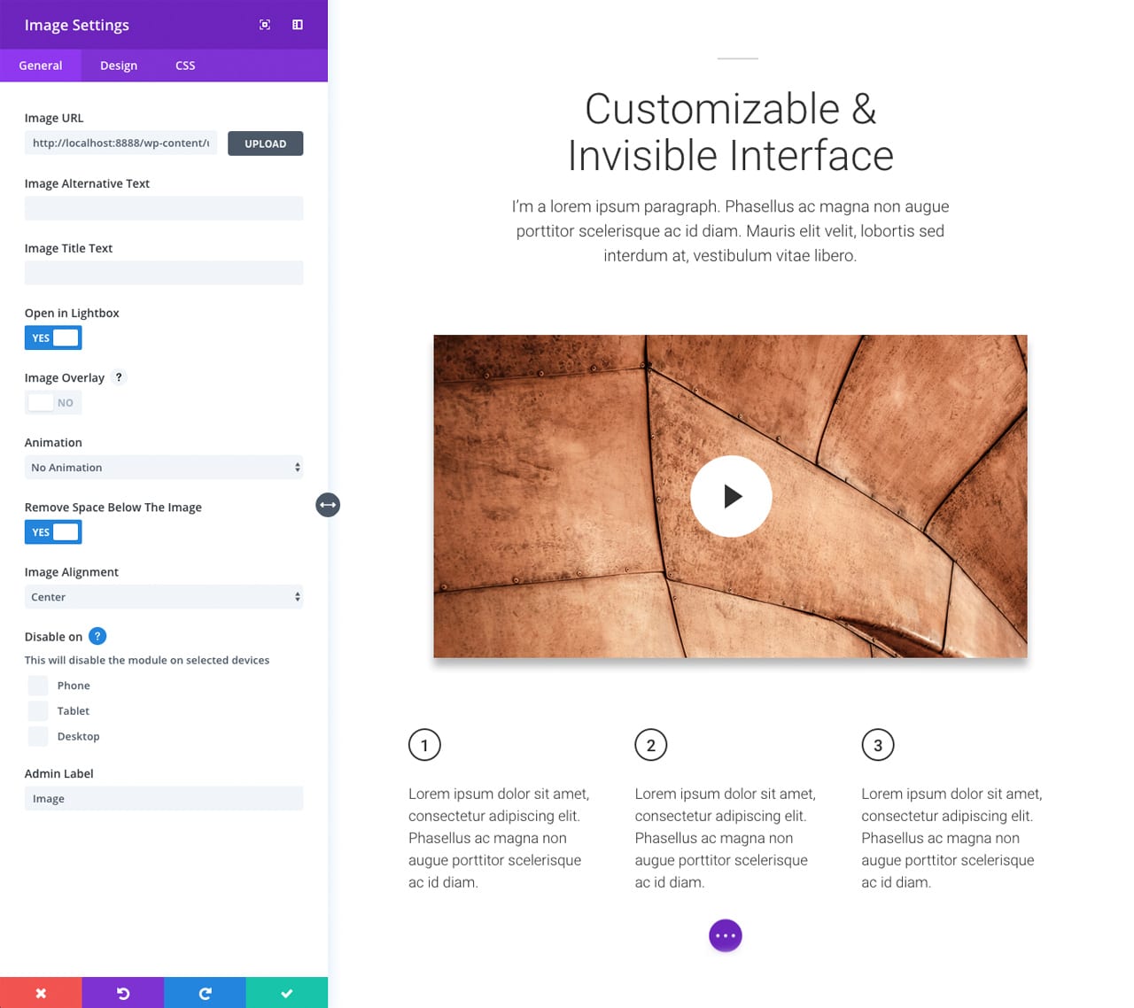Divi - Customizable Interface